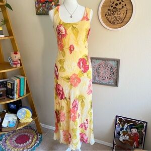 silk yellow floral maxi dress 🐣
